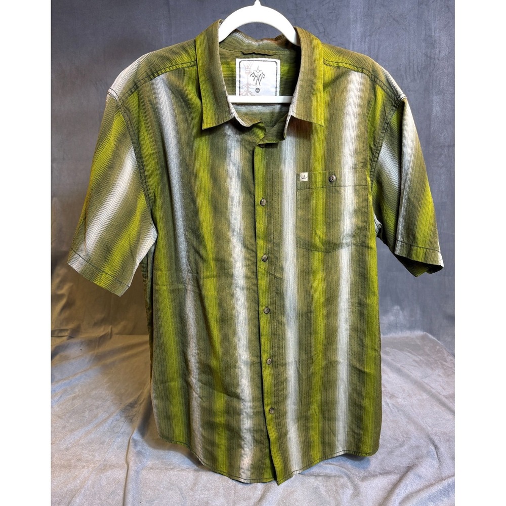 PrAna Mens Button Down Breathe SS Organic Cotton Blend Shirt Hiking Retro XL